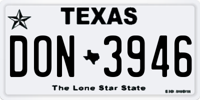 TX license plate DON3946