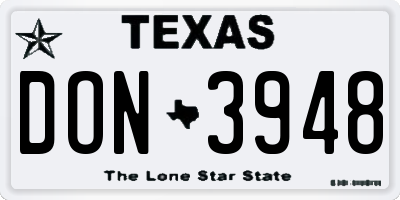 TX license plate DON3948