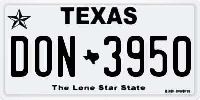 TX license plate DON3950