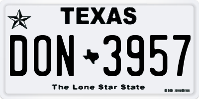 TX license plate DON3957