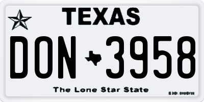 TX license plate DON3958