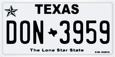 TX license plate DON3959