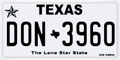 TX license plate DON3960