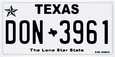 TX license plate DON3961
