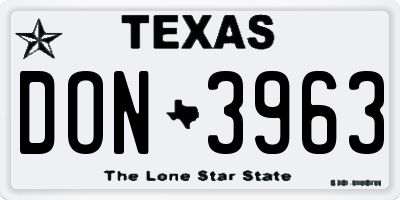 TX license plate DON3963