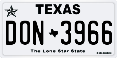 TX license plate DON3966