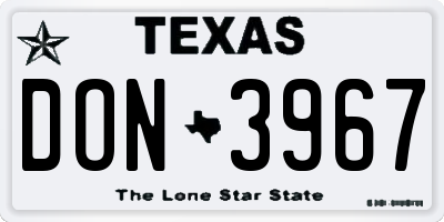 TX license plate DON3967