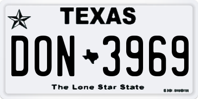 TX license plate DON3969