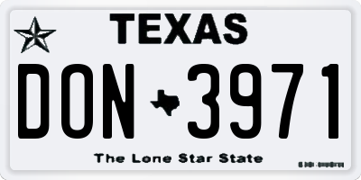 TX license plate DON3971
