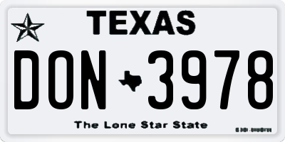 TX license plate DON3978