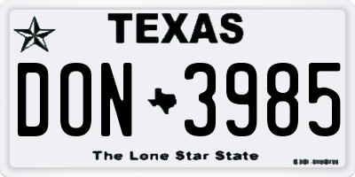 TX license plate DON3985