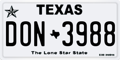 TX license plate DON3988