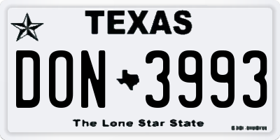TX license plate DON3993