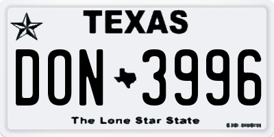 TX license plate DON3996