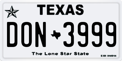 TX license plate DON3999