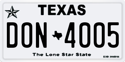 TX license plate DON4005