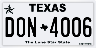 TX license plate DON4006