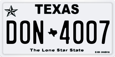 TX license plate DON4007