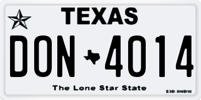 TX license plate DON4014