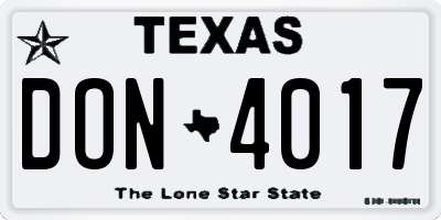TX license plate DON4017