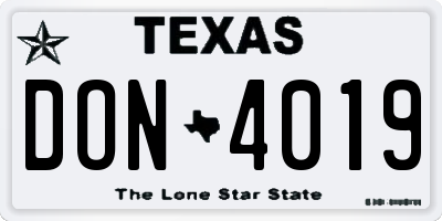 TX license plate DON4019