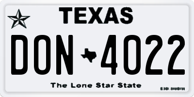 TX license plate DON4022