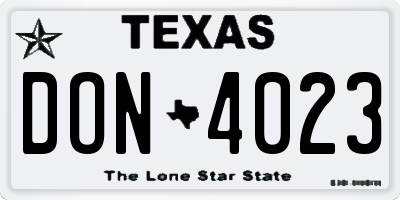 TX license plate DON4023