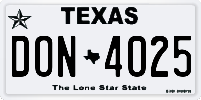 TX license plate DON4025