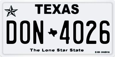 TX license plate DON4026