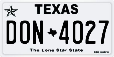 TX license plate DON4027