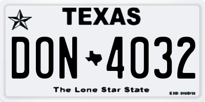 TX license plate DON4032
