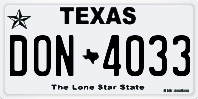 TX license plate DON4033