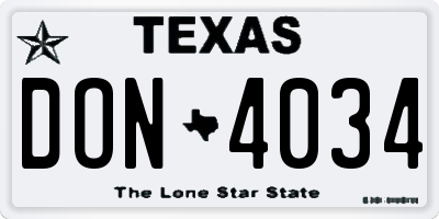 TX license plate DON4034