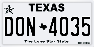 TX license plate DON4035