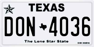 TX license plate DON4036