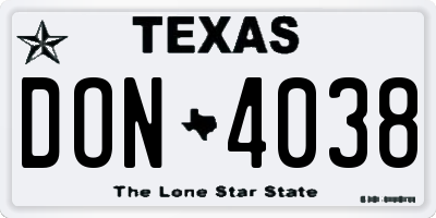 TX license plate DON4038