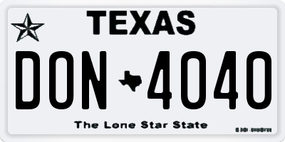 TX license plate DON4040