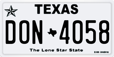 TX license plate DON4058