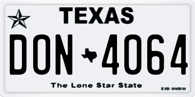 TX license plate DON4064