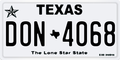 TX license plate DON4068