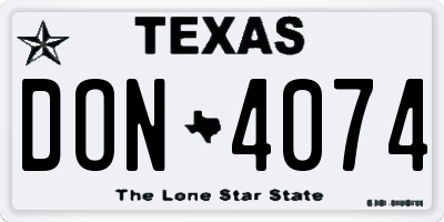 TX license plate DON4074