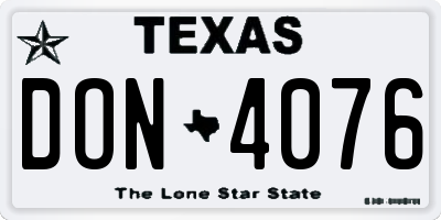 TX license plate DON4076