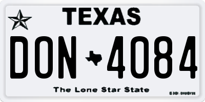 TX license plate DON4084