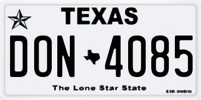 TX license plate DON4085