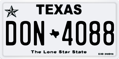 TX license plate DON4088