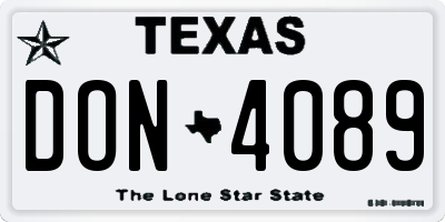 TX license plate DON4089