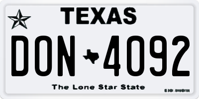 TX license plate DON4092