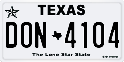 TX license plate DON4104
