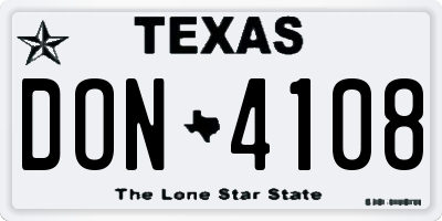 TX license plate DON4108
