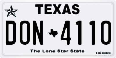 TX license plate DON4110
